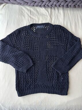 Racer Worldwide Black Open-Knit Cross Sweater